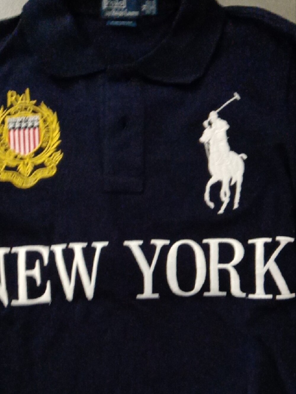 Polo by Ralph Lauren Navy Long-Sleeve 'New York' Polo with Crest - NWOT